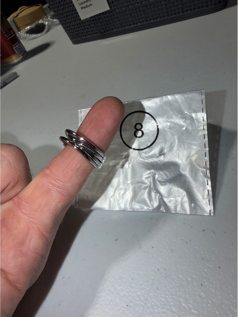 Silver Tone Ring Size 8